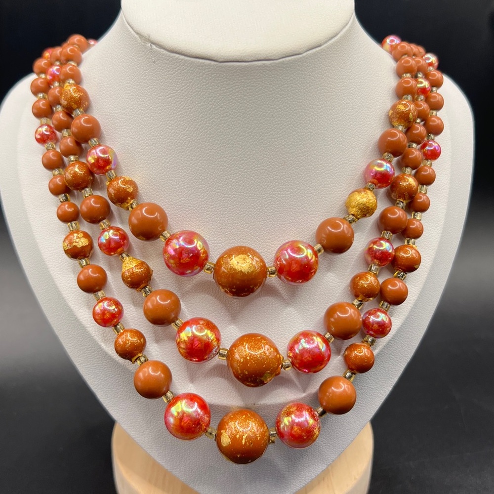 Vintage Japan brown and gold Beaded Necklace